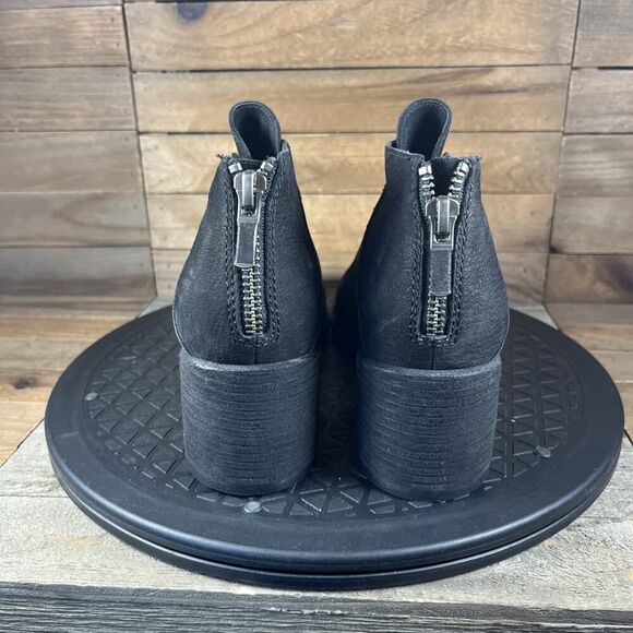 Eileen Fisher Womens Size 6 Bren Ankle Block Heel Black Leather Zip Boots - Picture 4 of 10